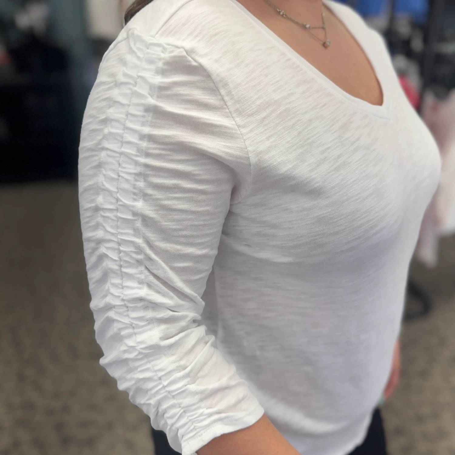 Habitat - Cotton Pebble Ruched Sleeve Tee