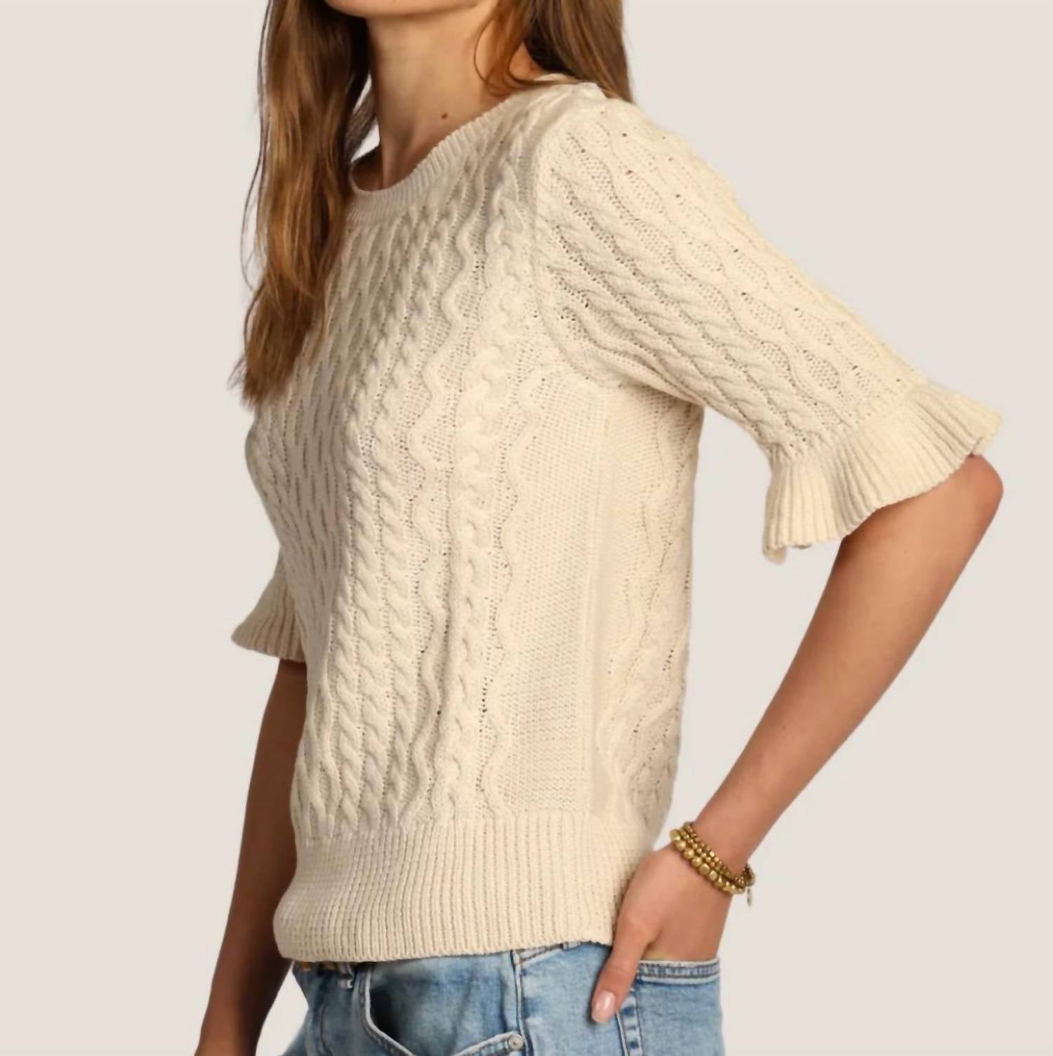 Dylan - Ruffle Sleeve Crew Top