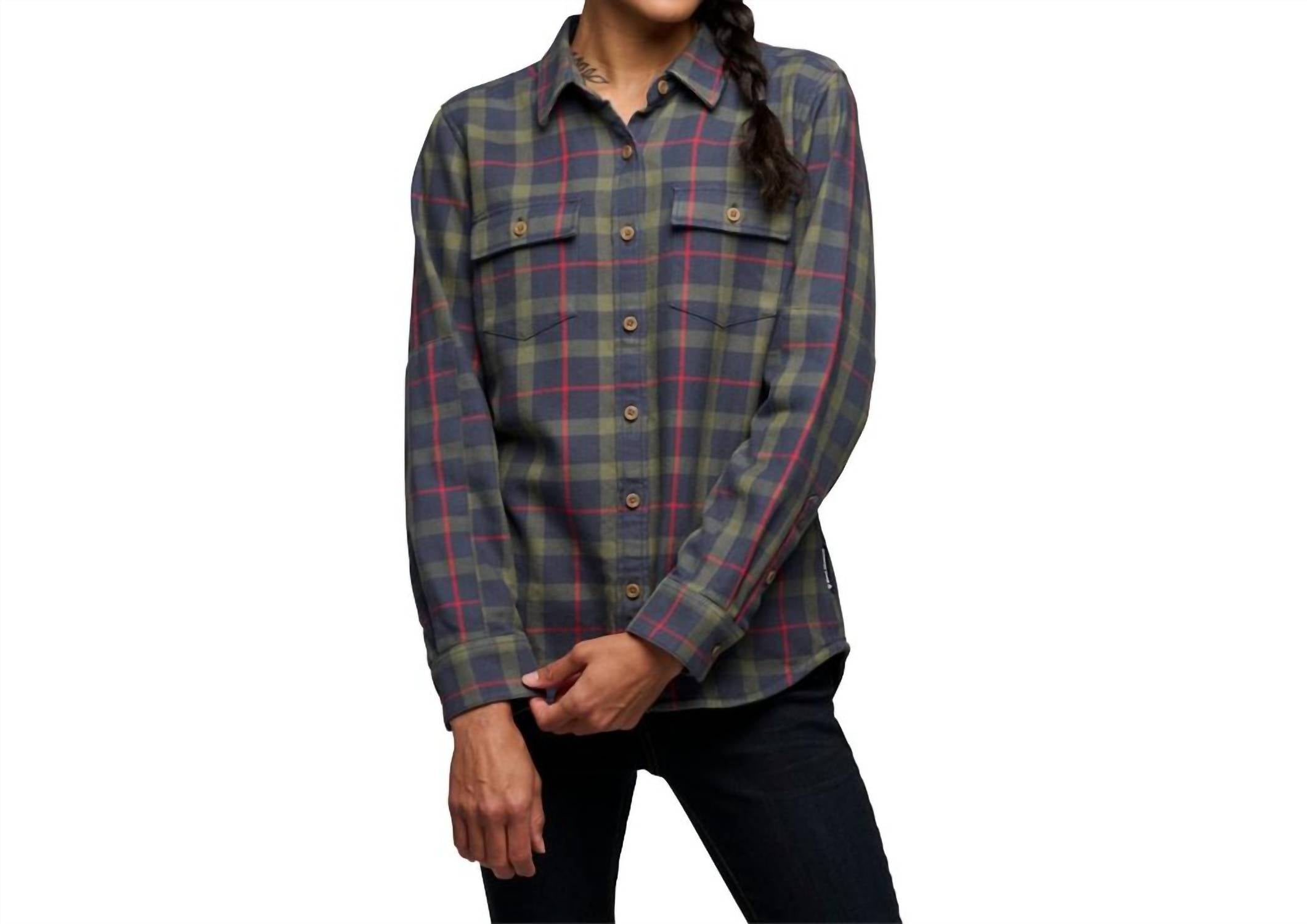Black Diamond Women's Project Twill Long Sleeve Button Down in charcoal tundra - women's shirt