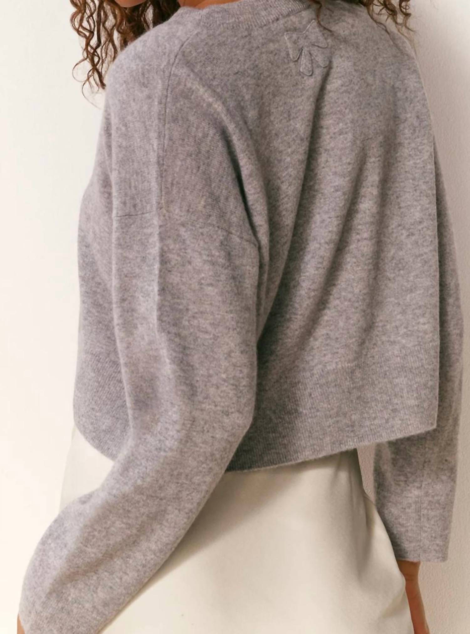 LoveShackFancy Bellman Pullover in grey - women's sweater - detail view
