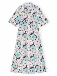 Ganni - Printed Cotton Long Shirt Dress