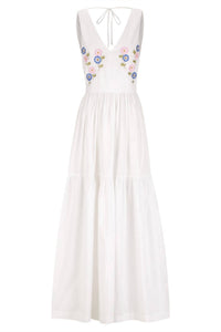 S/W/F - V Neck Embroidered Maxi Dress