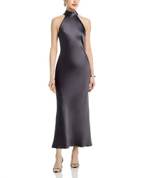 STEVE MADDEN Skylar Satin Halter Midi Dress in blackened pearl - women's dress