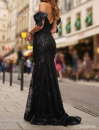 Sherri Hill - Sequin Lace Off The Shoulder Fitted Gown
