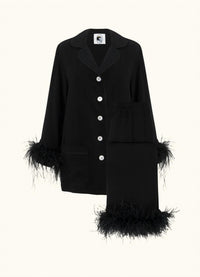 SLEEPER Women's Double Feathers Party Pajama Set in black - women's intimate