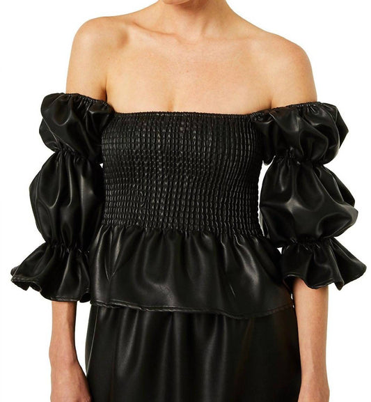 Misa Los Angeles - Black Vegan Leather Evita Top