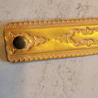 A Rare Bird Hand-tooled Leather Bracelet in gold brown - women's jewelry - alternate view