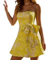 Sherri Hill - Strapless Brocade Cocktail Dress With Big Bow
