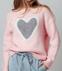 Urban Daizy - Plush Heart Graphic Intarsia Sweater