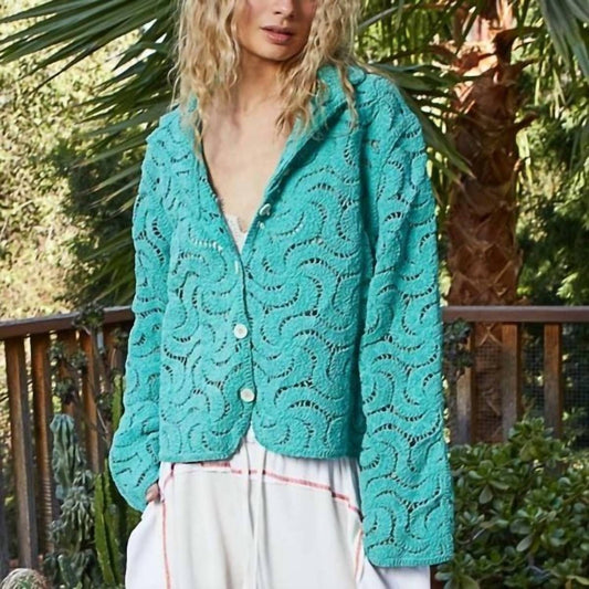 Pol - Long Sleeve Varied Crochet Pattern Cardigan