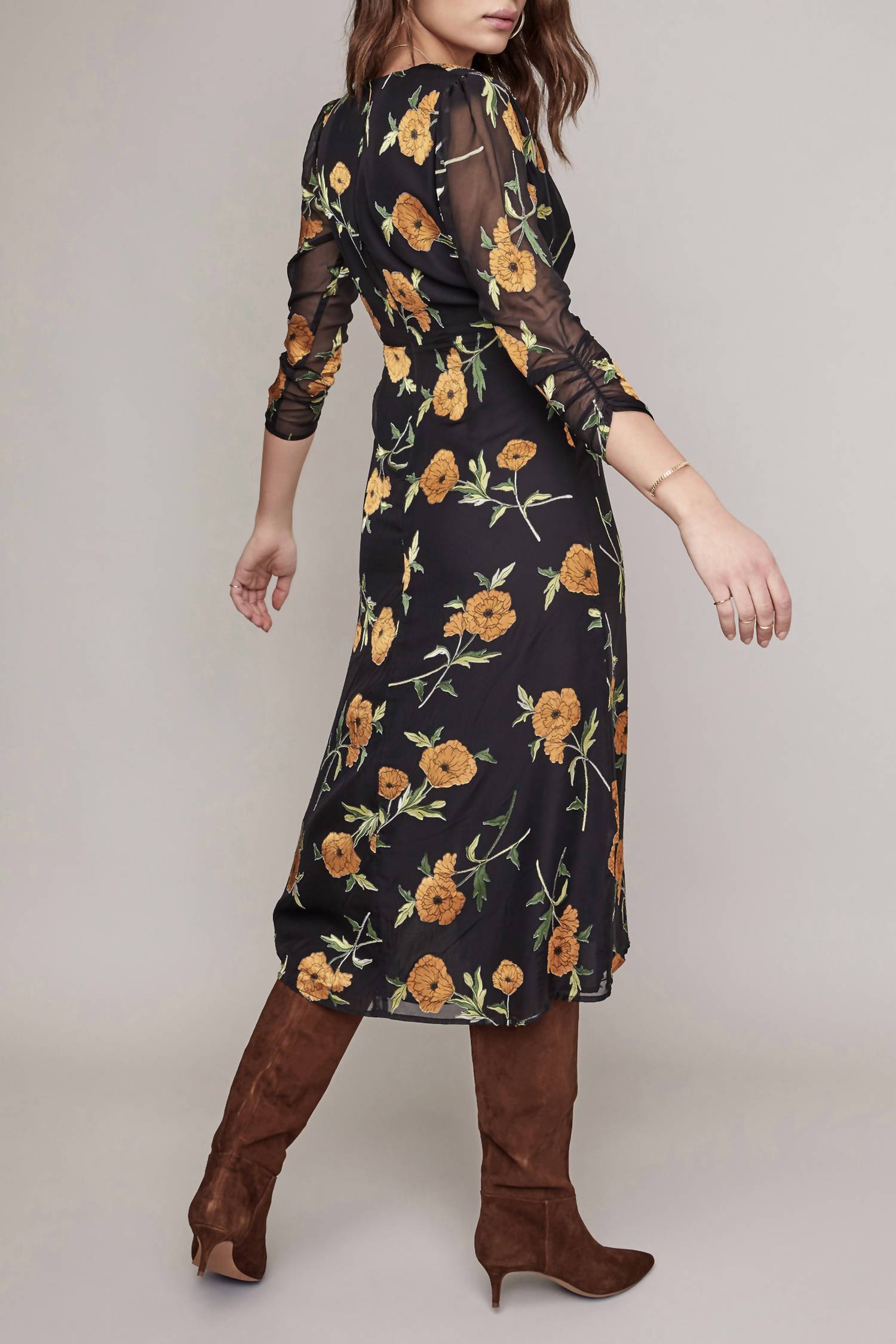 ASTR Nikita Dress in orange blossom floral - women's dress - alternate view