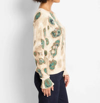 Nic + Zoe Callie Camo Shine Sweater in neutral multi - women's sweater - detail view