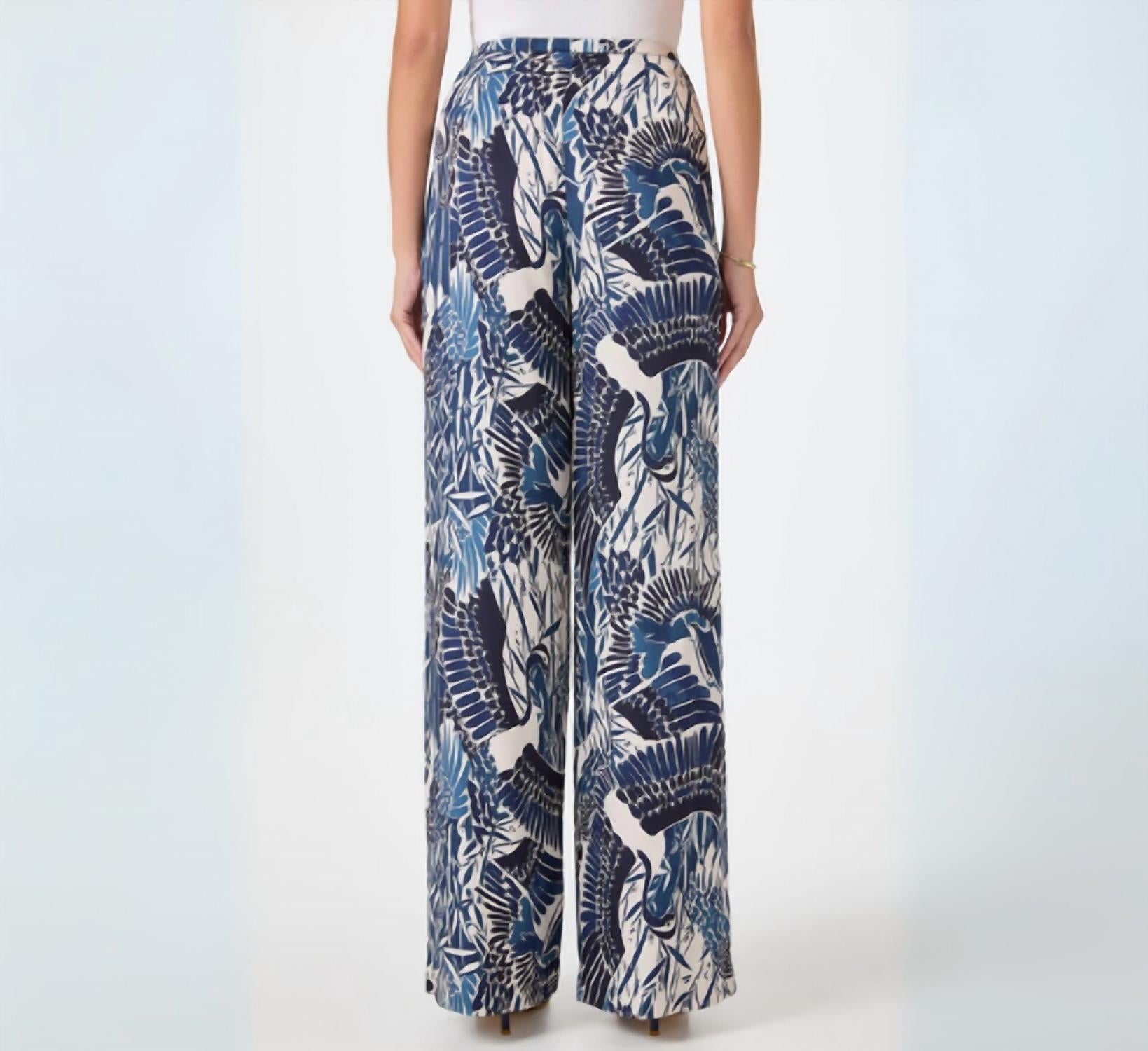 Trina Turk Women's Tavia Satin Wide-leg Pant in blue - women's pants - detail view