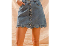 So Me - Scallop Front Denim Skirt