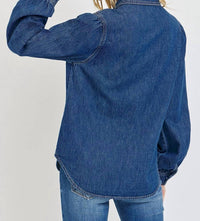 Risen - Shirring Sleeve Relaxed Denim Top