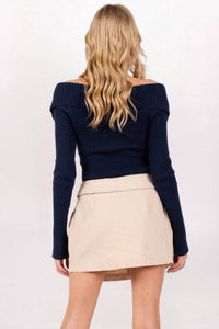 The Vintage Shop Foldover Waist Mini Skirt in sand - women's skirt - alternate view