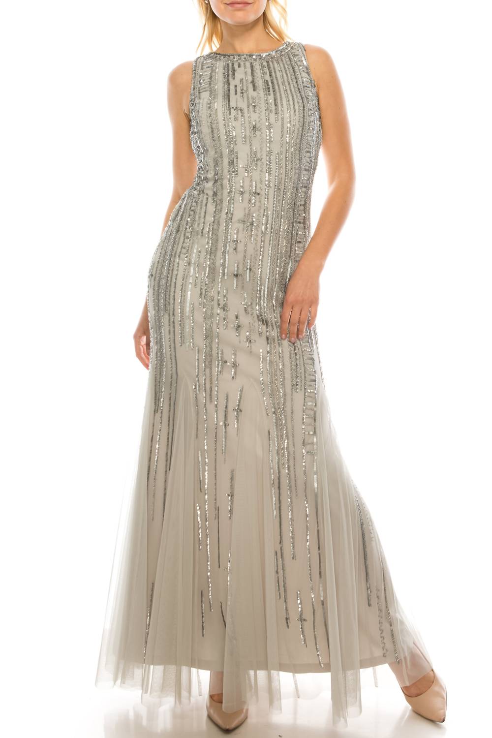 Aidan Mattox - Beaded Open-back Evening Dress