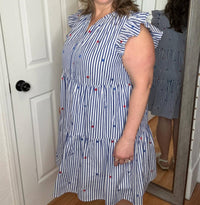 Skies Are Blue - Patriotic Stars V-neck Dress