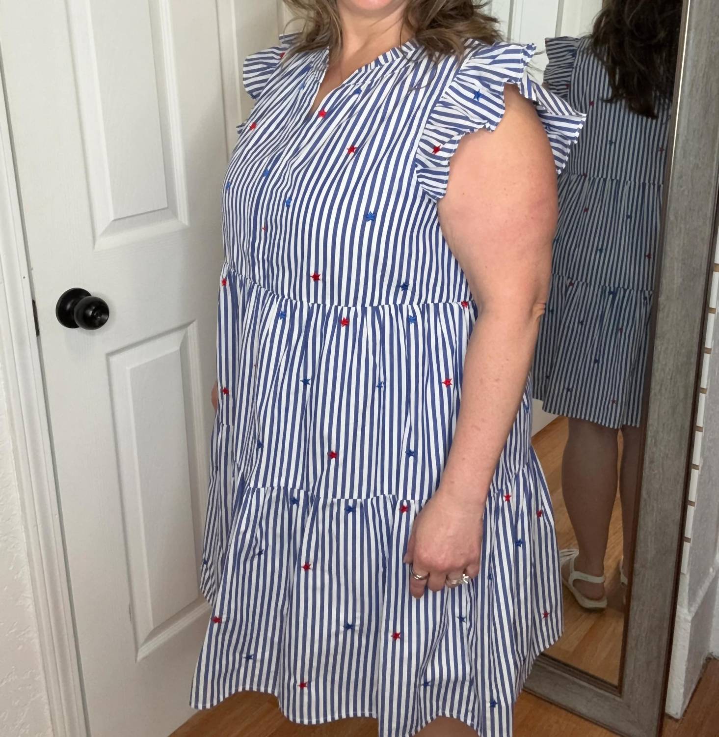 Skies Are Blue - Patriotic Stars V-neck Dress