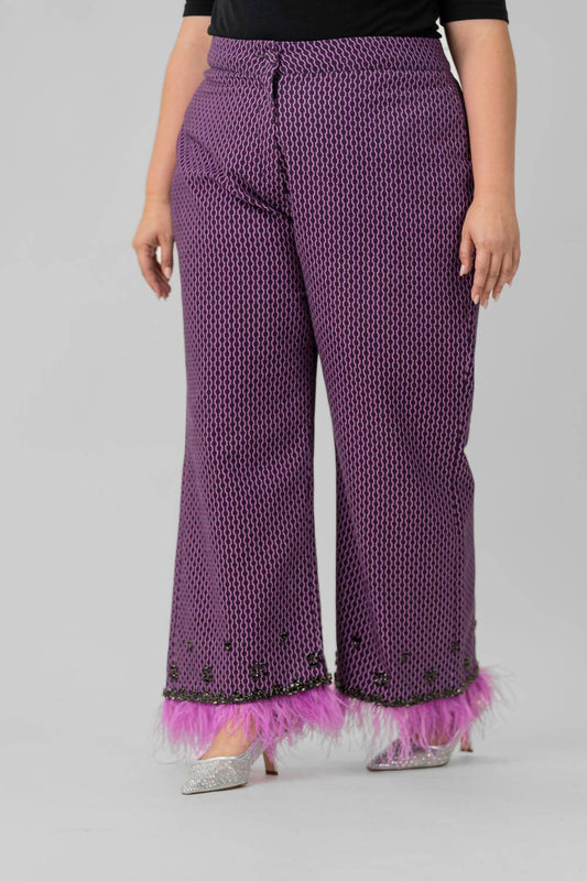 La Fuori - Roxana Cotton Jacquard Wide Leg Pants - Plus