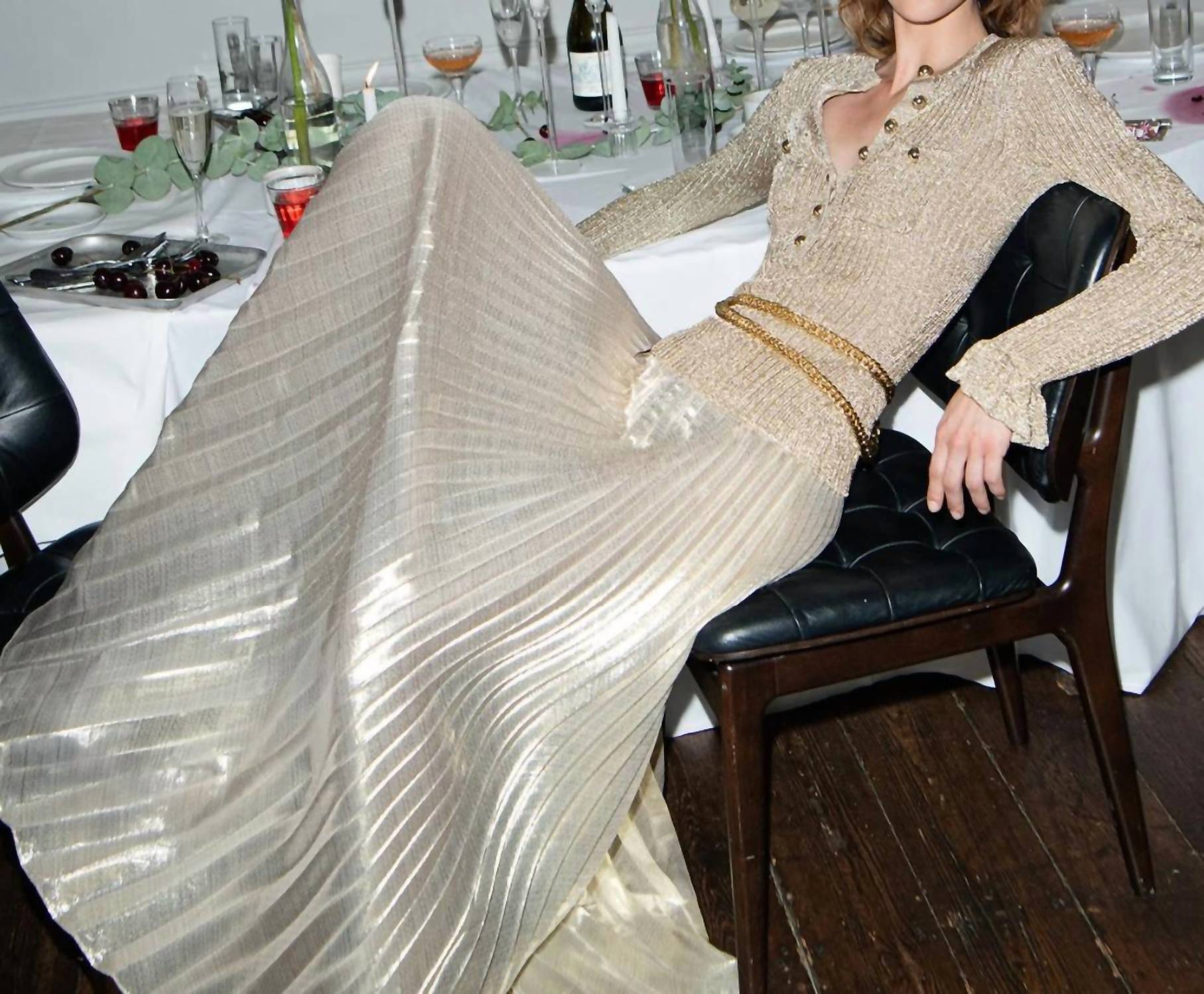 Self-Portrait - Lurex Ribbed Knit Maxi Dress