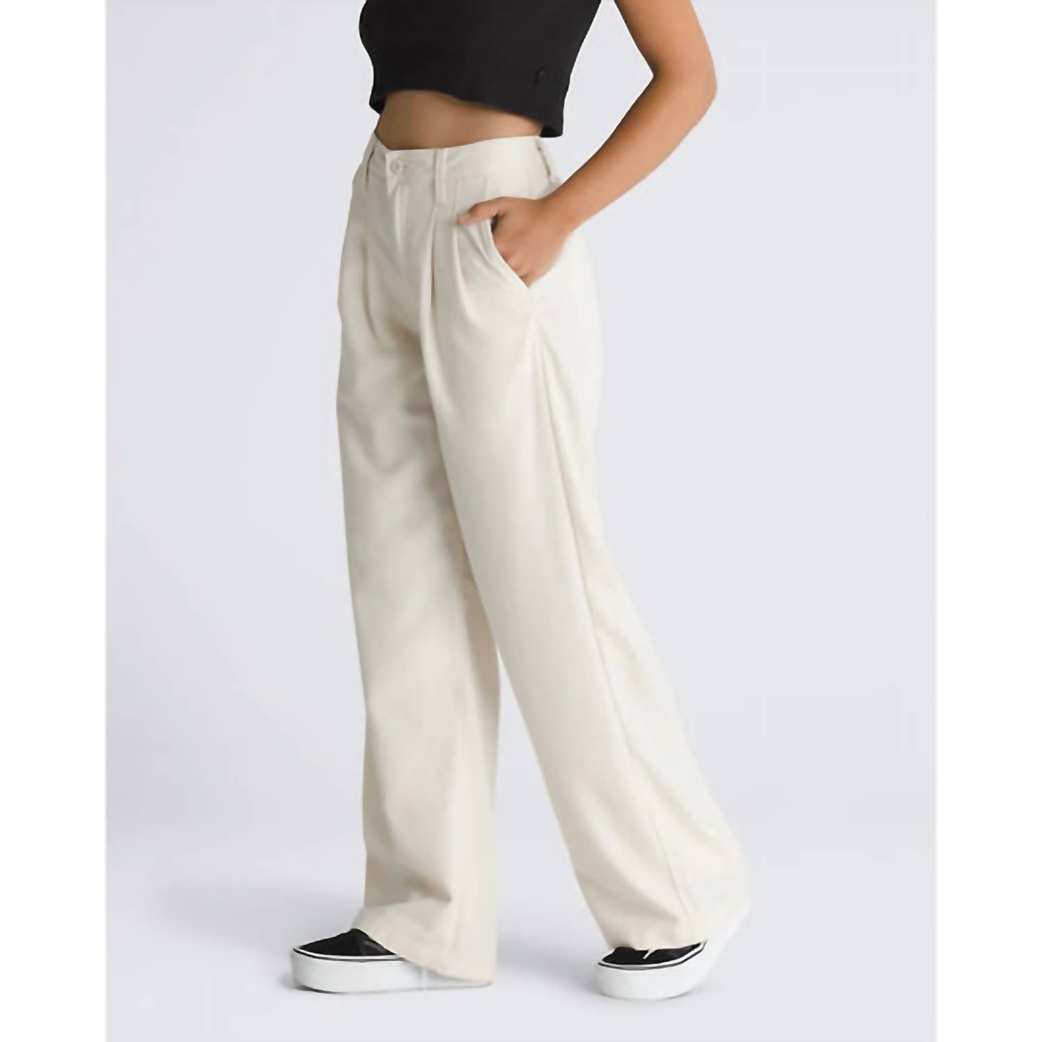 Vans Alder Relaxed Pleated Pants in turtledove - women's pants - detail view