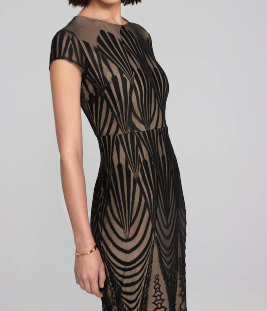 Joseph Ribkoff - Sheer Lace Floor-length Maxi Dress