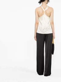 Loulou de Saison Estor Silk Twisted Back Tank Top in ivory - women's tank top - detail view