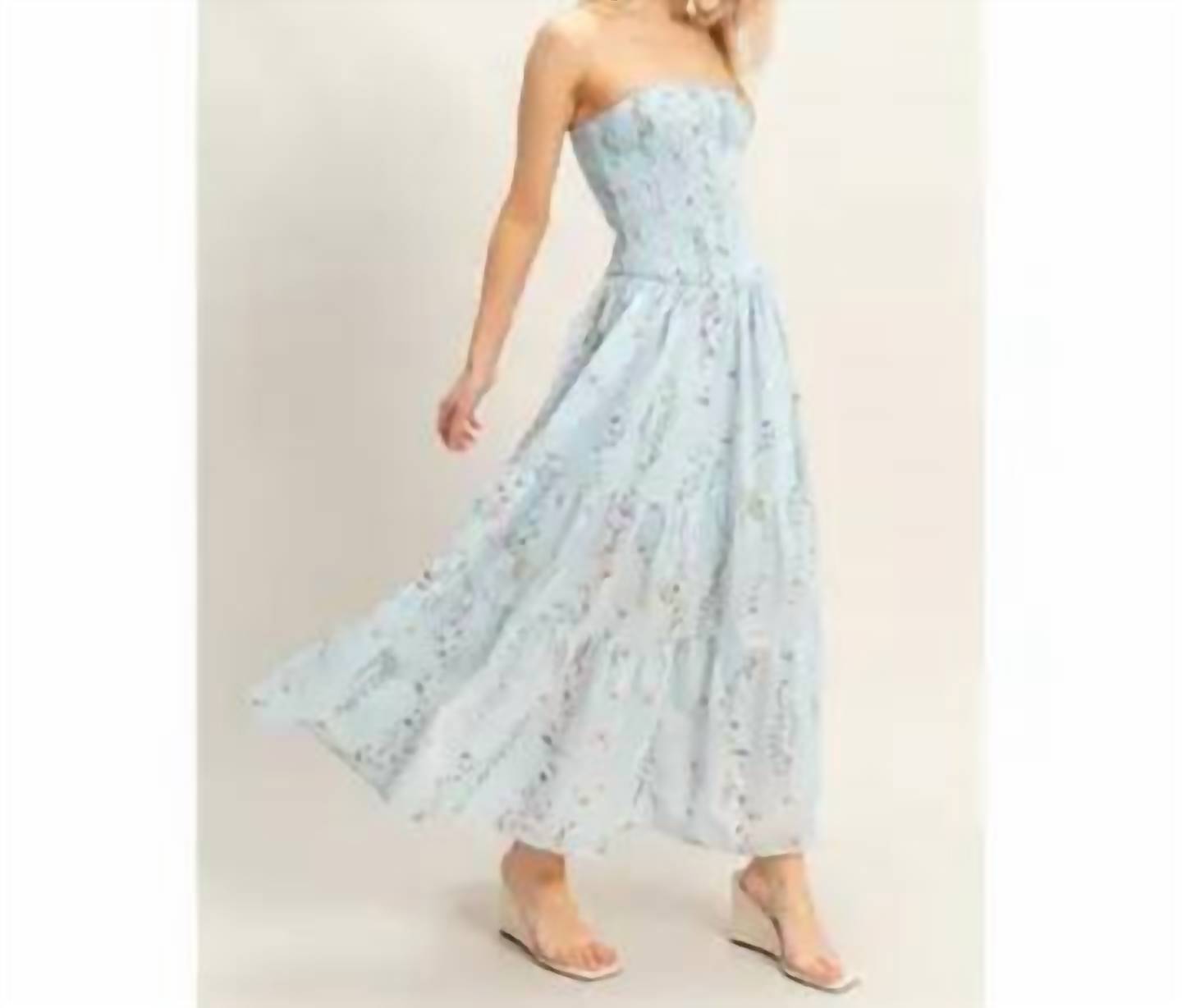 Hyfve - Smocked Strapless Floral Dress
