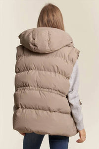 Adora - PUFFY HOODIE VEST WITH WAIST DRAWSTRING