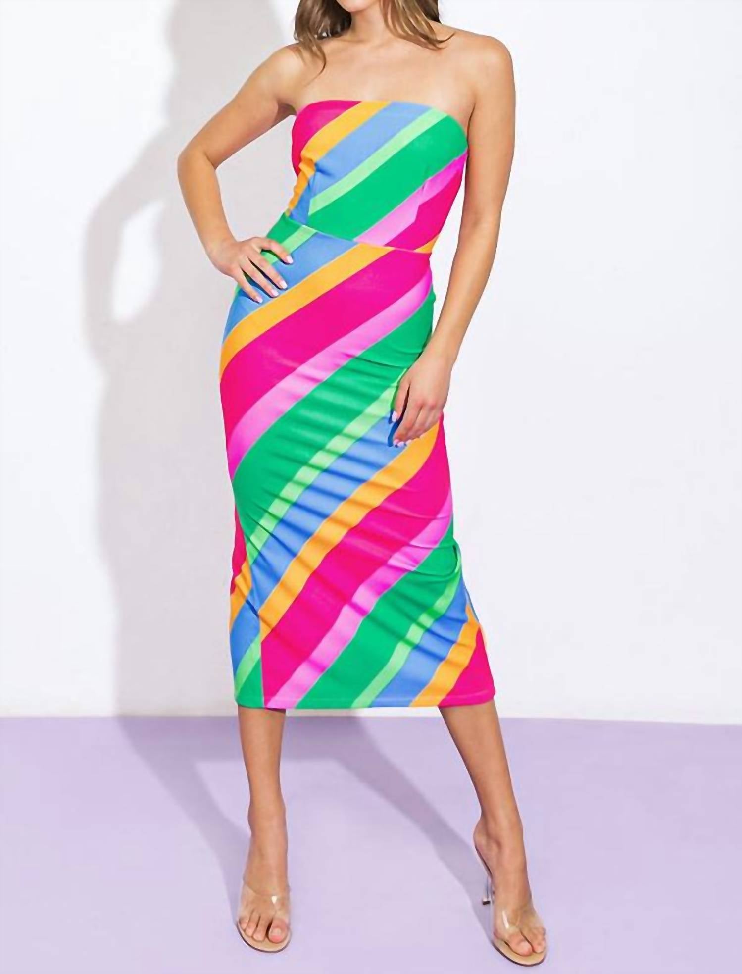 Flying Tomato - A Printed Ponti Midi Tube Dress
