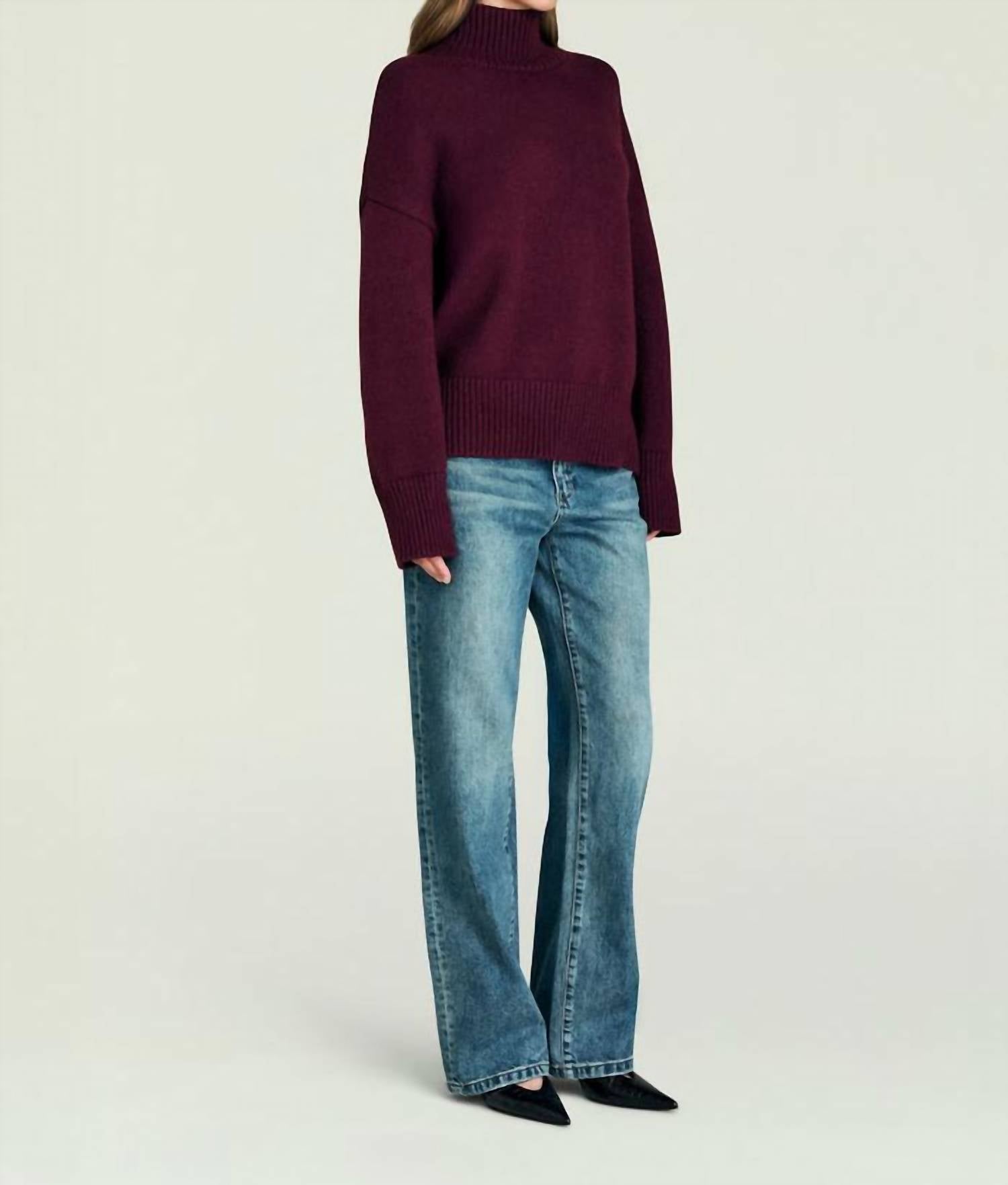 SER.O.YA Elsa Turtleneck Sweater in pinot - women's sweater - detail view