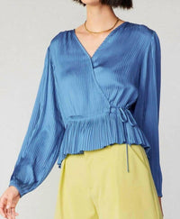 Current Air - Long Sleeve Pleated Wrap Blouse