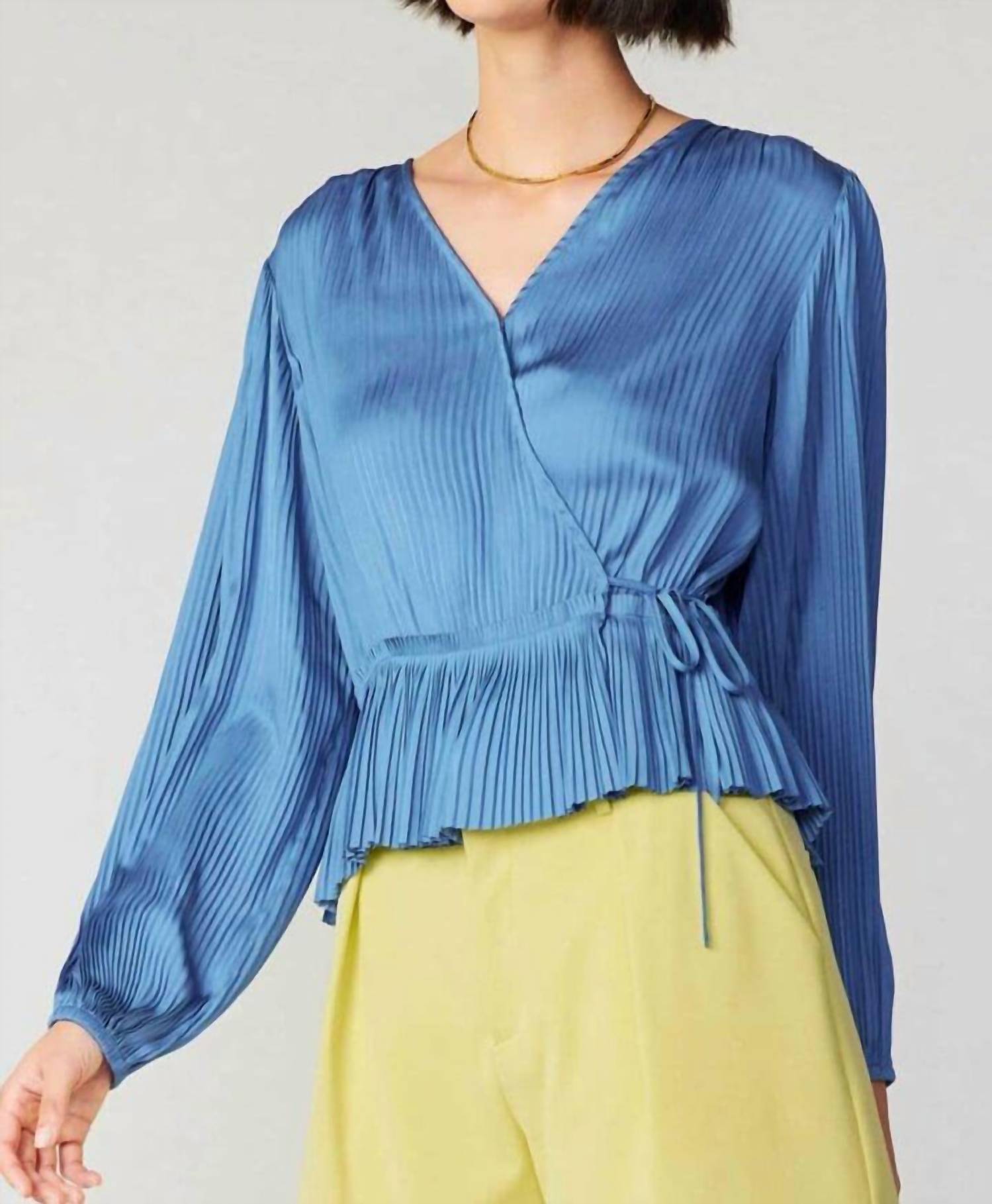 Current Air - Long Sleeve Pleated Wrap Blouse