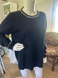 Pure Amici - Women's Cotton Cashmere Split Hem Crew Sweater