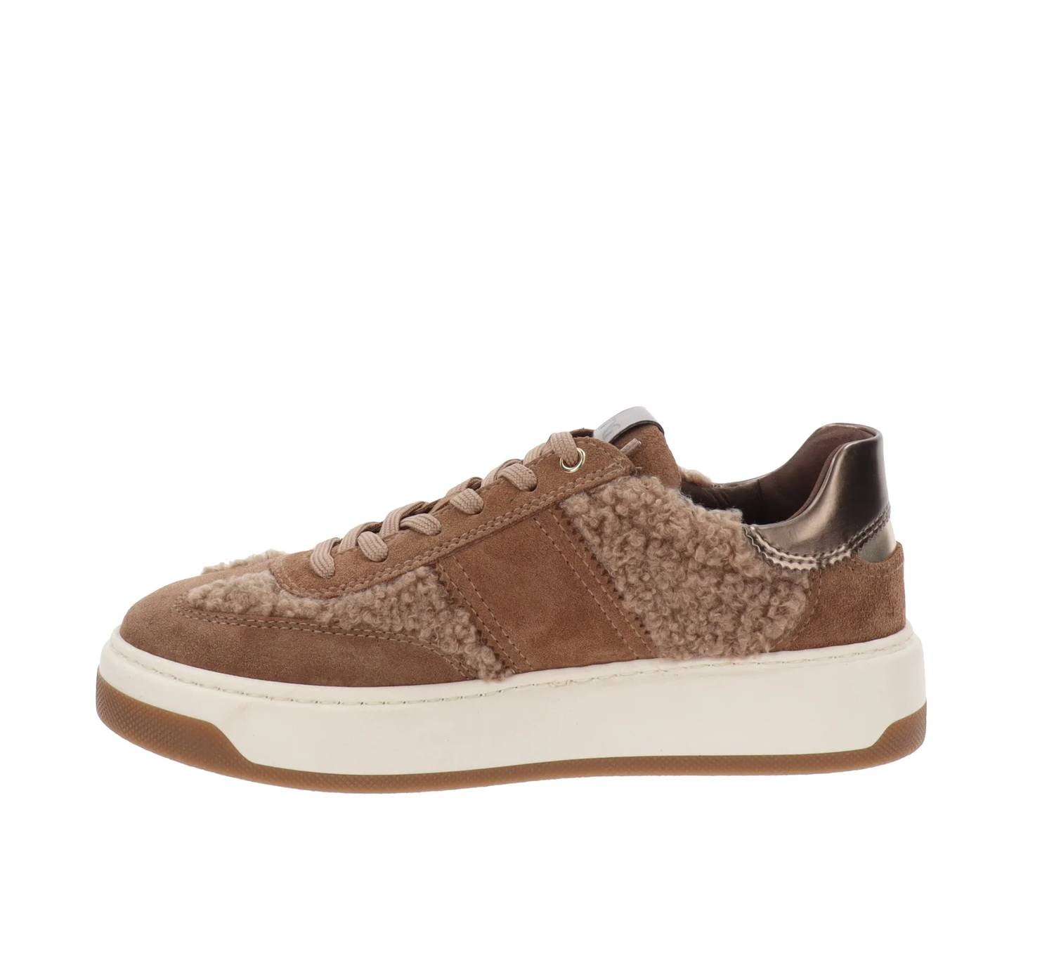 NeroGiardini Women's Velour Curly Mou Sherpa Sneaker in brown - women's sneaker - alternate view