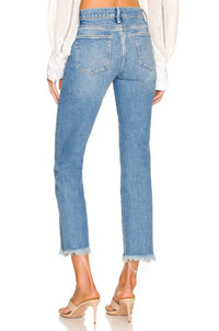 Frame - Le High Straight Raw Jeans