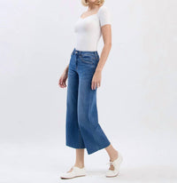 Vervet By Flying Monkey - High Rise Clean Cut Raw Hem Crop Slim Wide Jeans