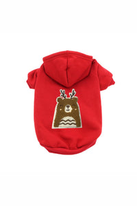 Bark Fifth Avenue Pets Cuddle Antler Bear Drawstring Hoodie in red - item