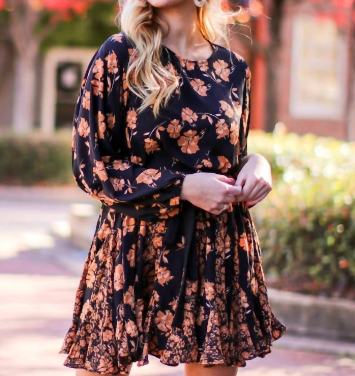 Mittoshop - Flower Mix Print Godet Detail Mini Dress