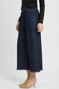 Umgee - Fringe Hem Wide Leg Pants