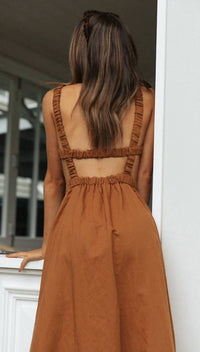 Sweetkama - Jovie Elastic Strap Back Sleeveless Midi Dress