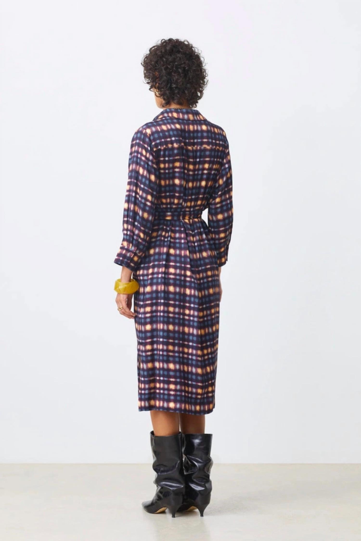 Suncoo - Cecily Buttoned Tartan-effect Dress