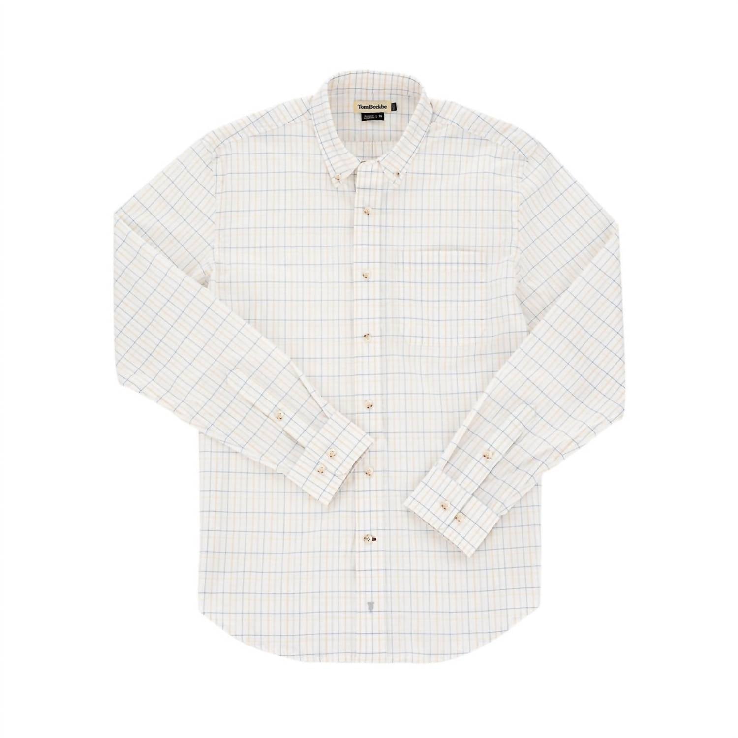 Tom Beckbe POWELL PERFORMANCE SPORT SHIRT in blue tan plaid - men's long sleeve top - alternate view