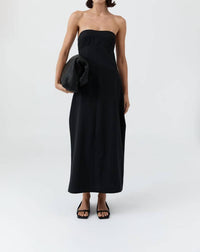 St. Agni Wool Strapless Cocoon Dress in black - women's dress - view 5