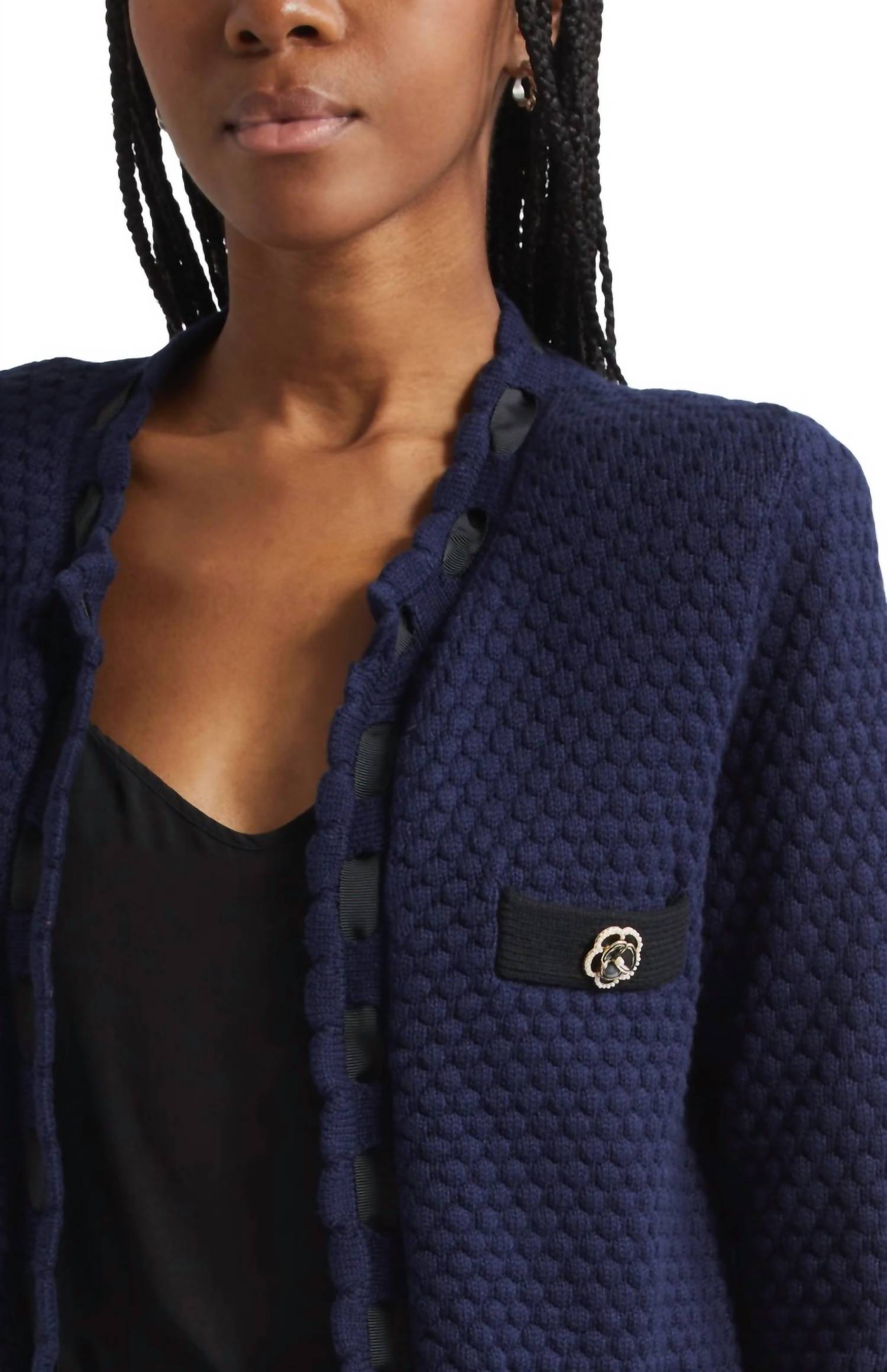 L'Agence - Astor Contrast Trim Cardigan