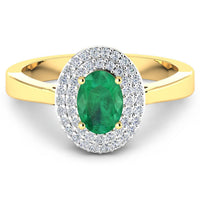 Diana M Jewels Women's Oval Natural Zambian Emerald Fashion Ring (0.78 Ct) - Delicate in 14k yellow gold - women's jewelry