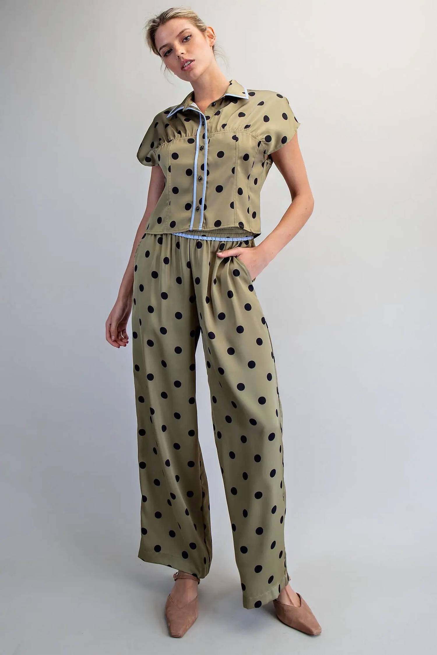 Ee:Some - Polka Dot Wide Leg Pant