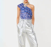 Suncoo Liago One Shoulder Top in blue - women's blouse