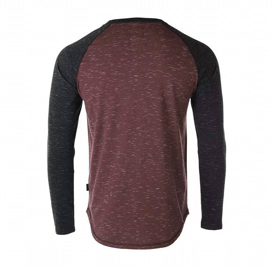 Zimego - Men's Long Sleeve Arm Contrast Raglan Henley T-shirt